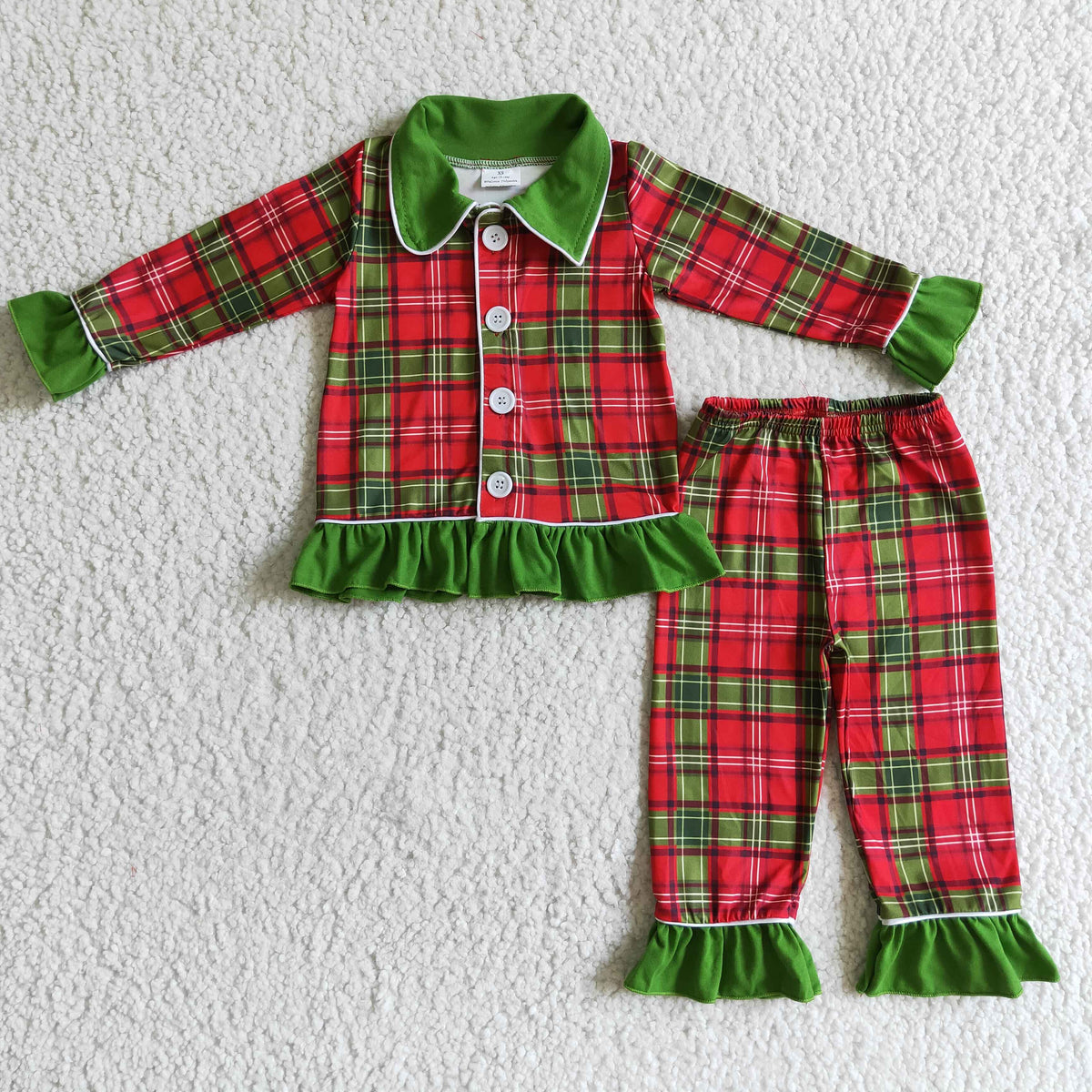Red and green plaid sleepwear girls Christmas pajamas - BIG FRENCHIES