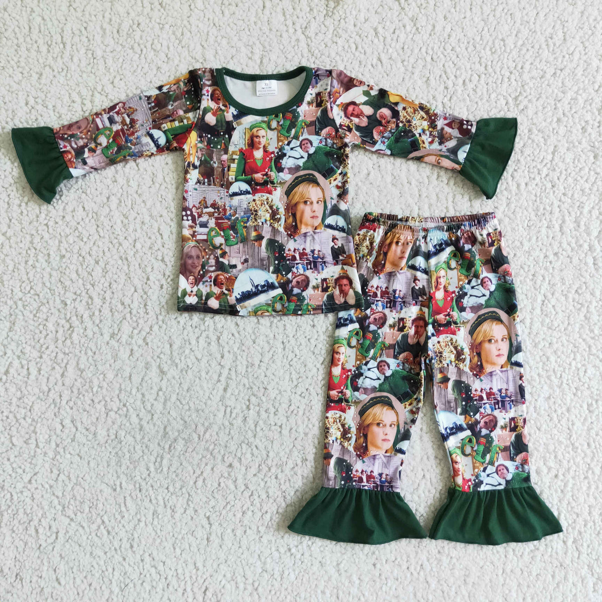 Green man naughty and nice shelf girls Christmas pajamas - BIG FRENCHIES