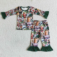 Green man naughty and nice shelf girls Christmas pajamas - BIG FRENCHIES