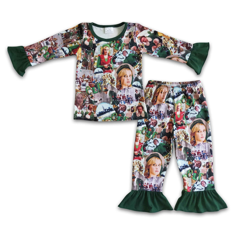 Green man naughty and nice shelf girls Christmas pajamas - BIG FRENCHIES