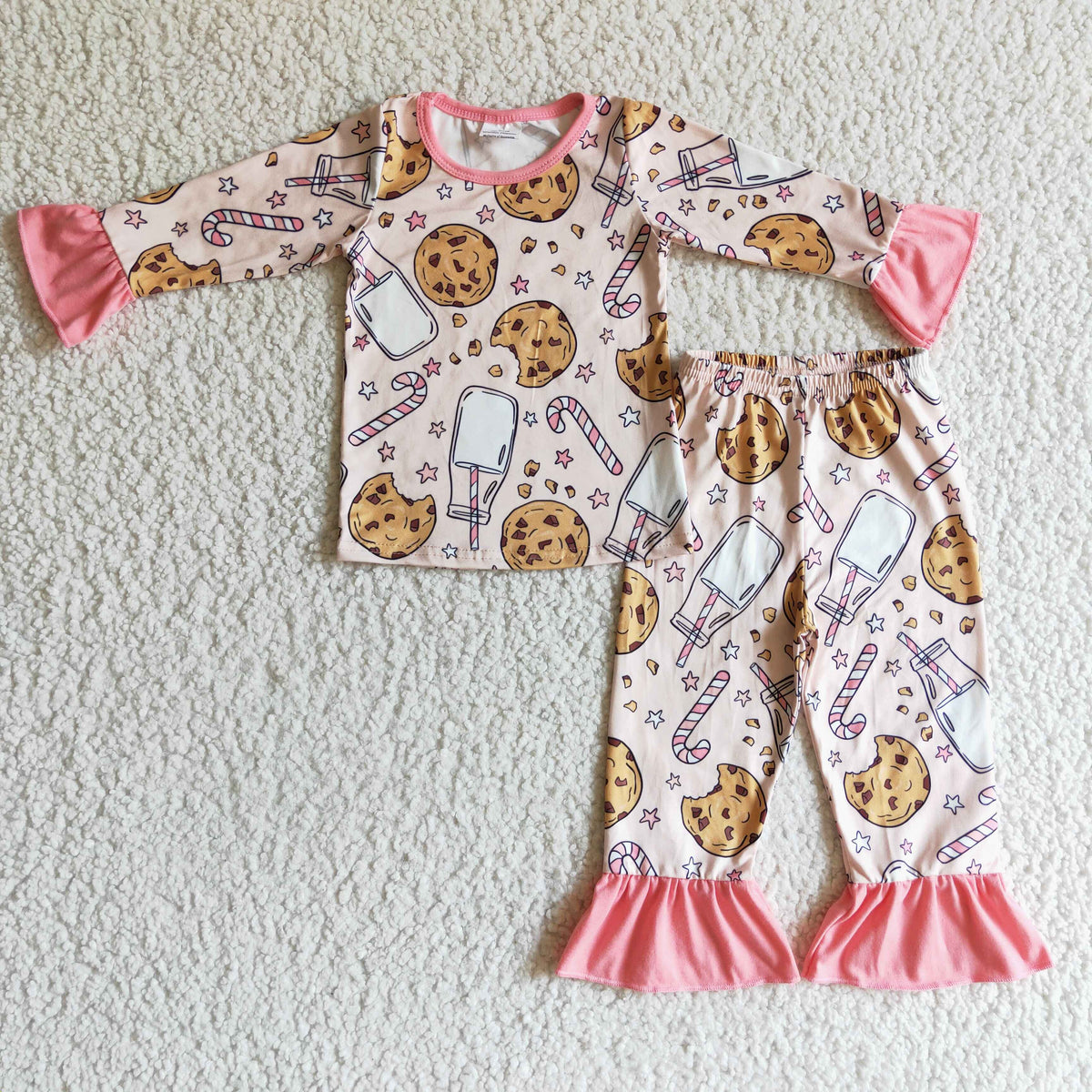 Biscuit milk candy cane girls Christmas pajamas - BIG FRENCHIES