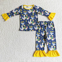 Nativity yellow ruffle baby girls Christmas pajamas - BIG FRENCHIES