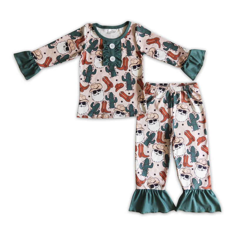 Santa cactus boots girls Christmas pajamas - BIG FRENCHIES