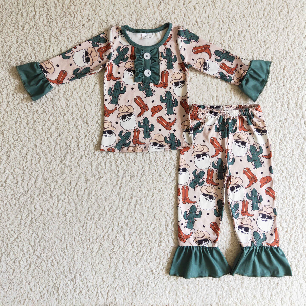 Santa cactus boots girls Christmas pajamas - BIG FRENCHIES