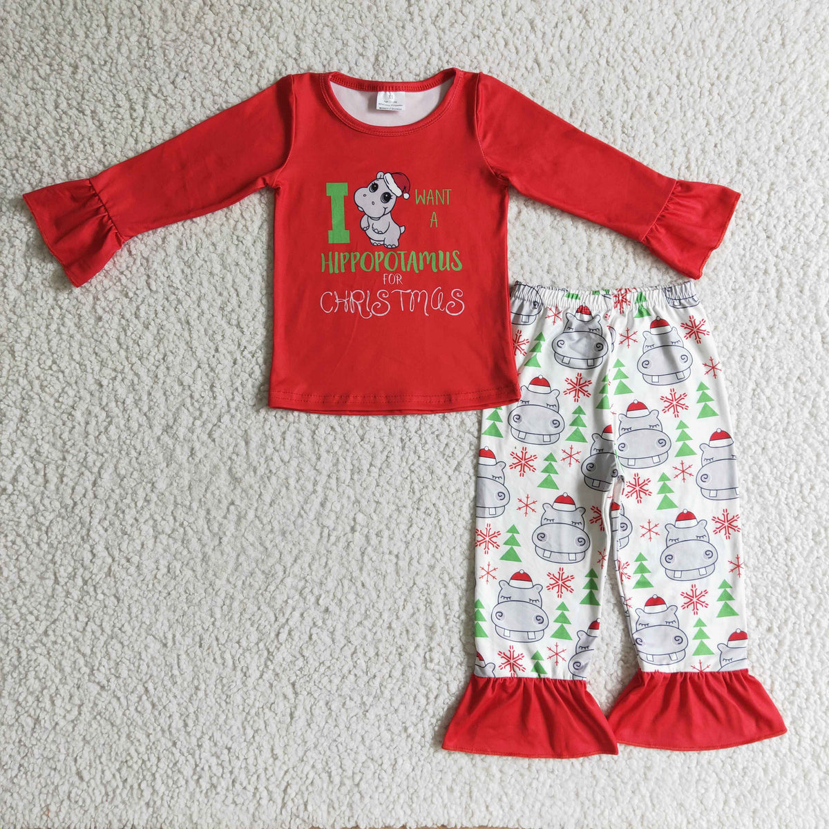 I want a hippopotamus for Christmas girls pajamas - BIG FRENCHIES