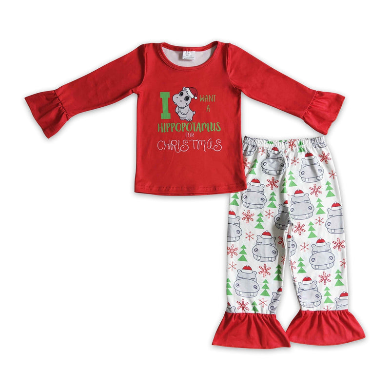 I want a hippopotamus for Christmas girls pajamas - BIG FRENCHIES