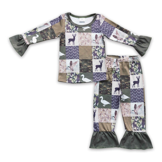 Duck deer camo patchwork kids girls hunting pajamas - BIG FRENCHIES