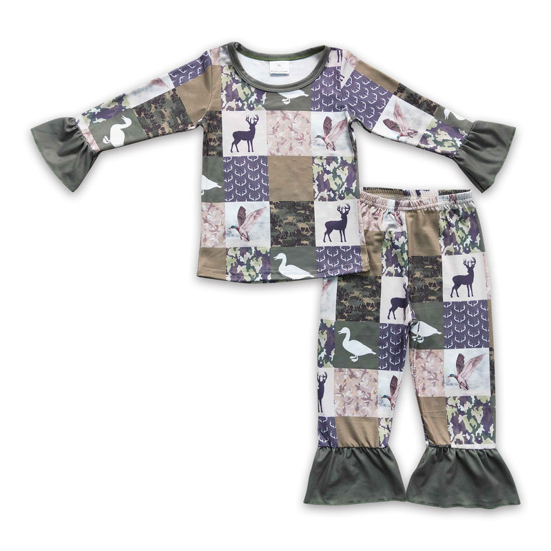 Duck deer camo patchwork kids girls hunting pajamas - BIG FRENCHIES