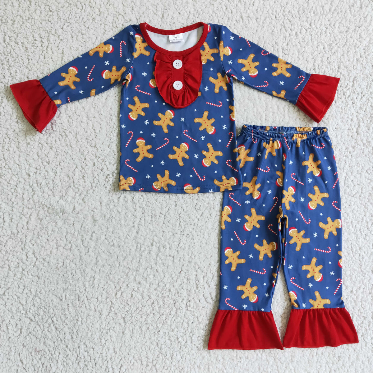 Gingerbread candy cane kids girls Christmas pajamas - BIG FRENCHIES