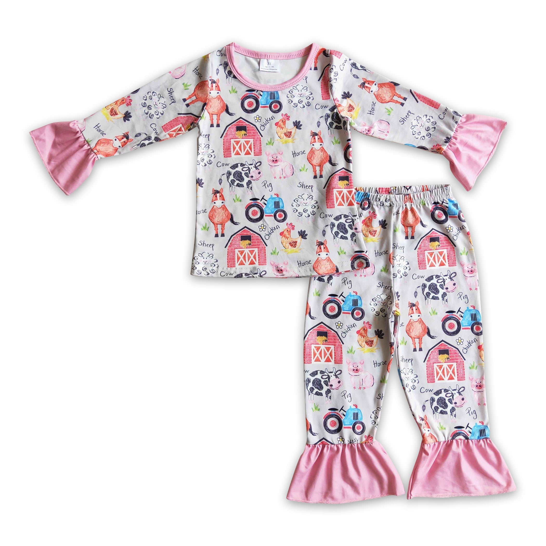 Cow horse pig chicken kids girl farm pajamas - BIG FRENCHIES