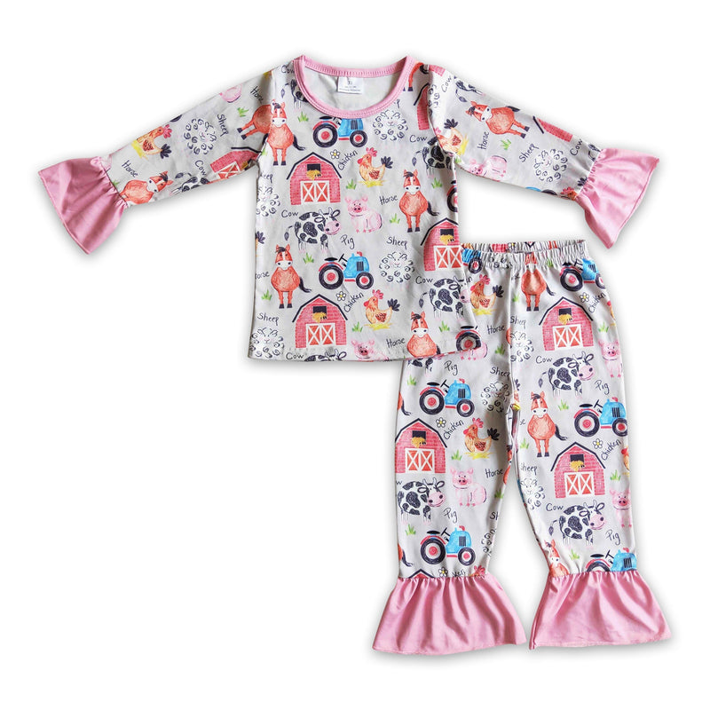 Cow horse pig chicken kids girl farm pajamas - BIG FRENCHIES