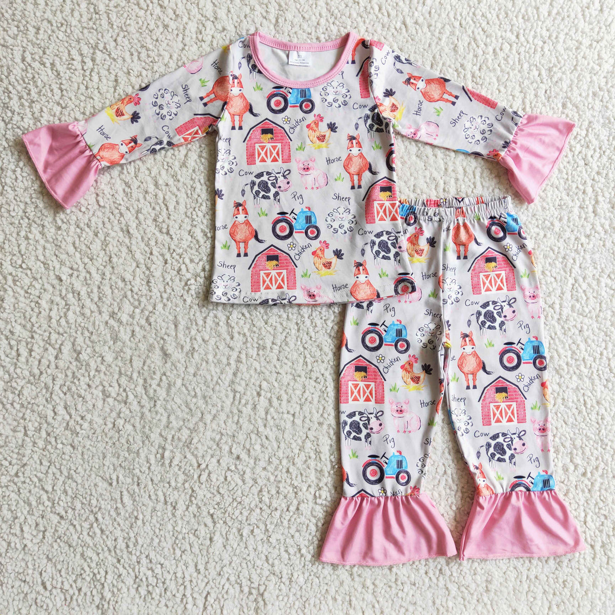 Cow horse pig chicken kids girl farm pajamas - BIG FRENCHIES