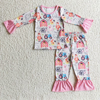 Cow horse pig chicken kids girl farm pajamas - BIG FRENCHIES