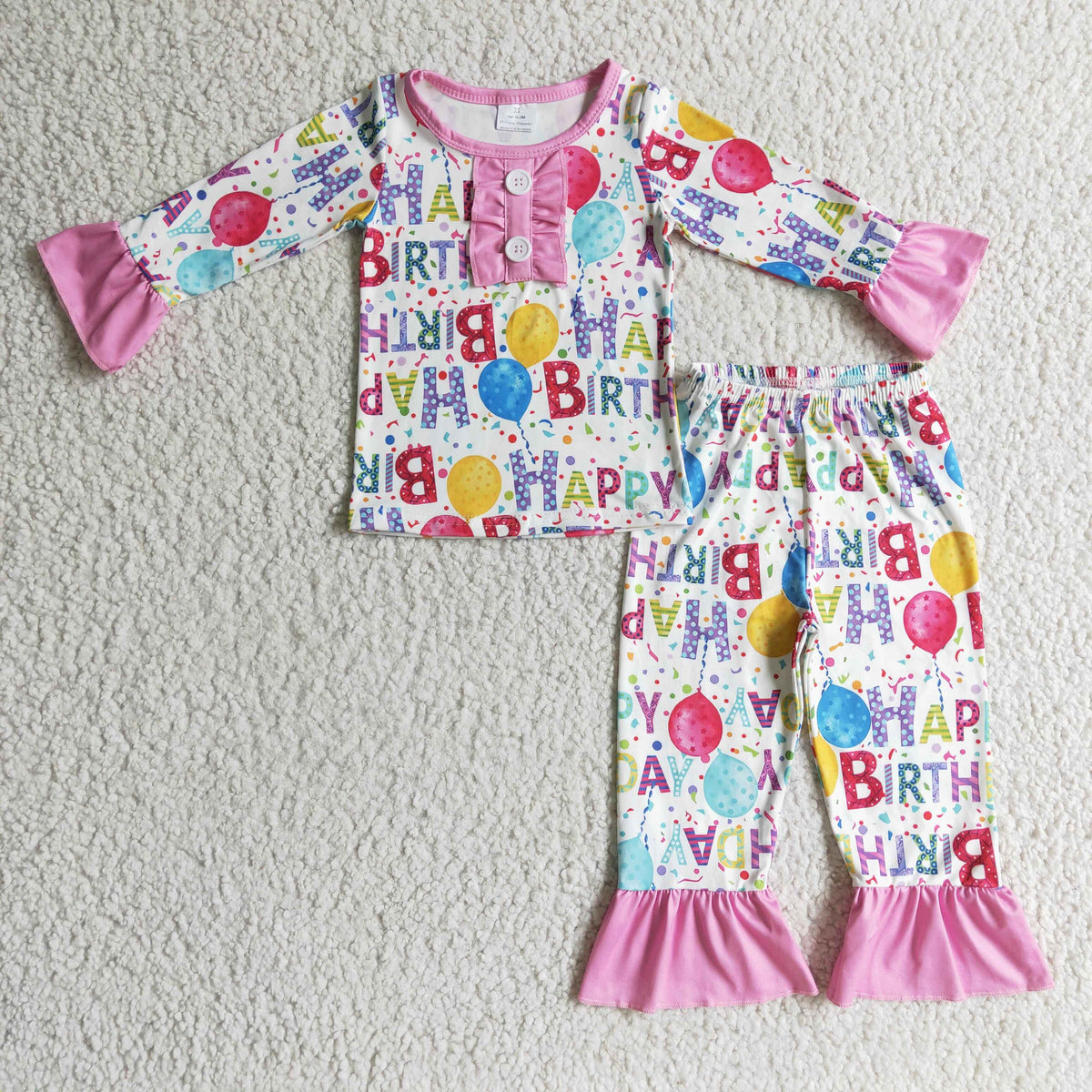 Happy birthday balloon apparel kids girls pajamas - BIG FRENCHIES