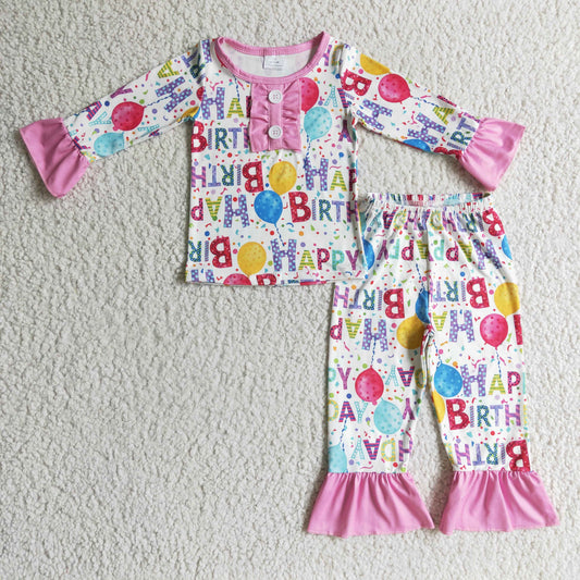 Happy birthday balloon apparel kids girls pajamas - BIG FRENCHIES