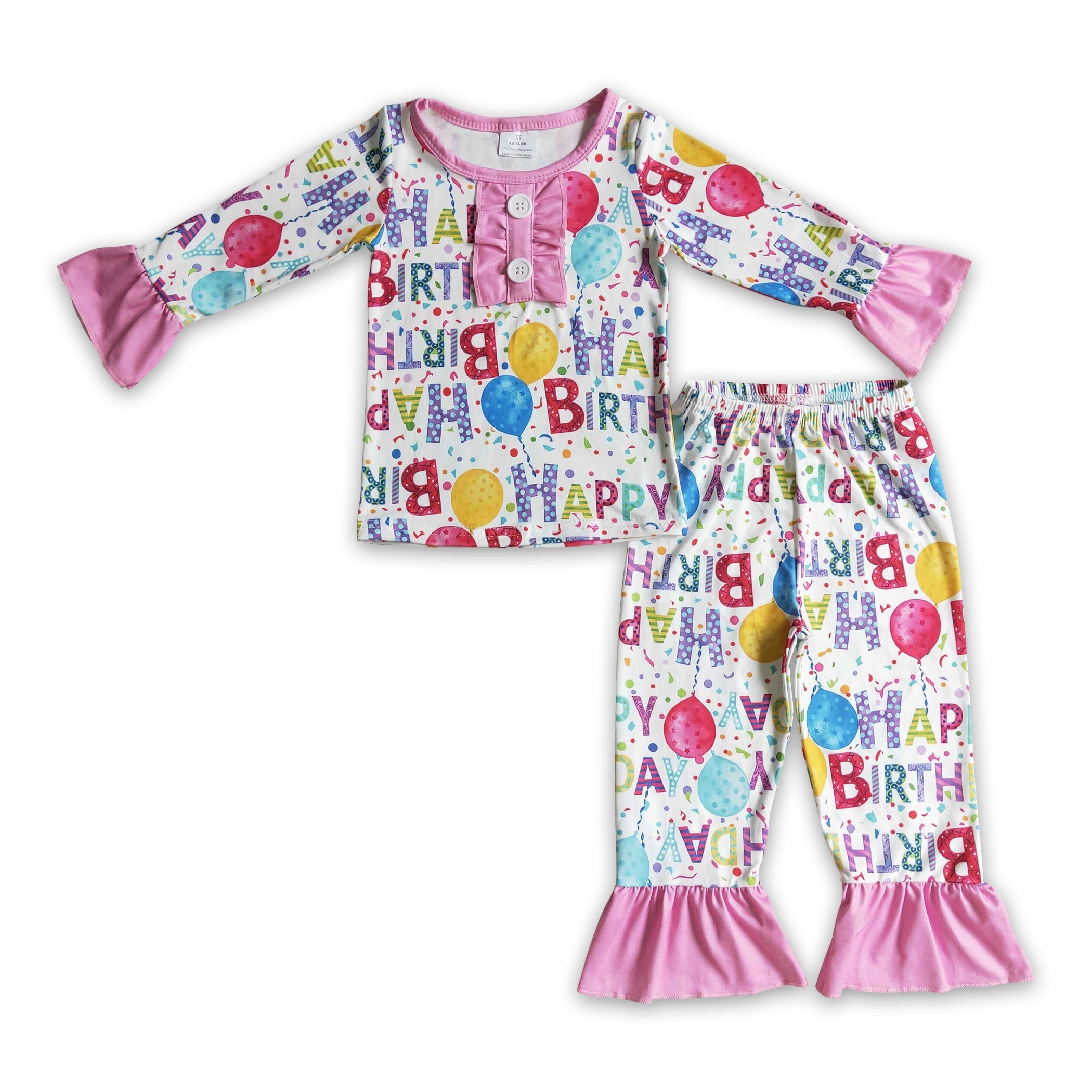 Happy birthday balloon apparel kids girls pajamas - BIG FRENCHIES