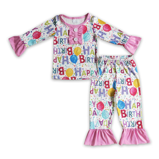 Happy birthday balloon apparel kids girls pajamas - BIG FRENCHIES