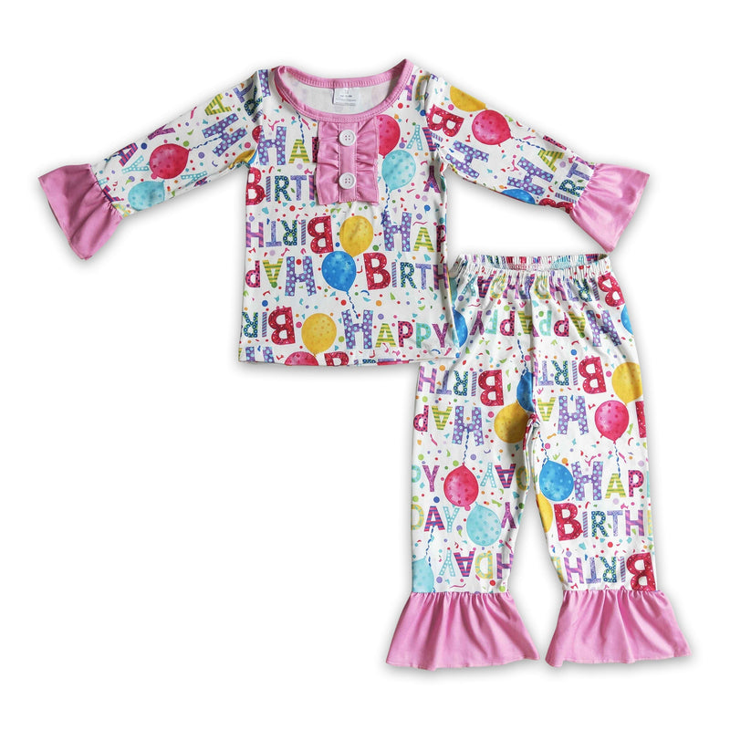Happy birthday balloon apparel kids girls pajamas - BIG FRENCHIES