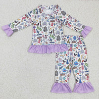 Mouse turtle rainbow lavender girls pajamas - BIG FRENCHIES