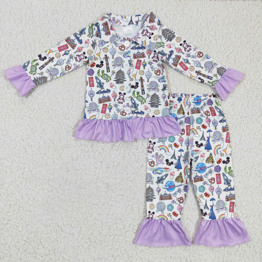 Mouse turtle rainbow lavender girls pajamas - BIG FRENCHIES