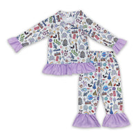 Mouse turtle rainbow lavender girls pajamas - BIG FRENCHIES