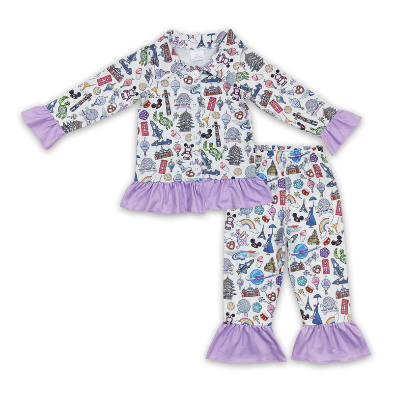 Mouse turtle rainbow lavender girls pajamas - BIG FRENCHIES
