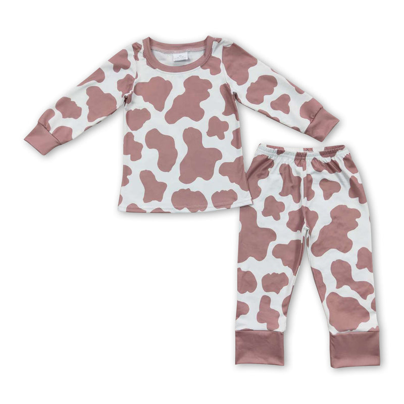 Cow print long sleeves baby kids pajamas set - BIG FRENCHIES