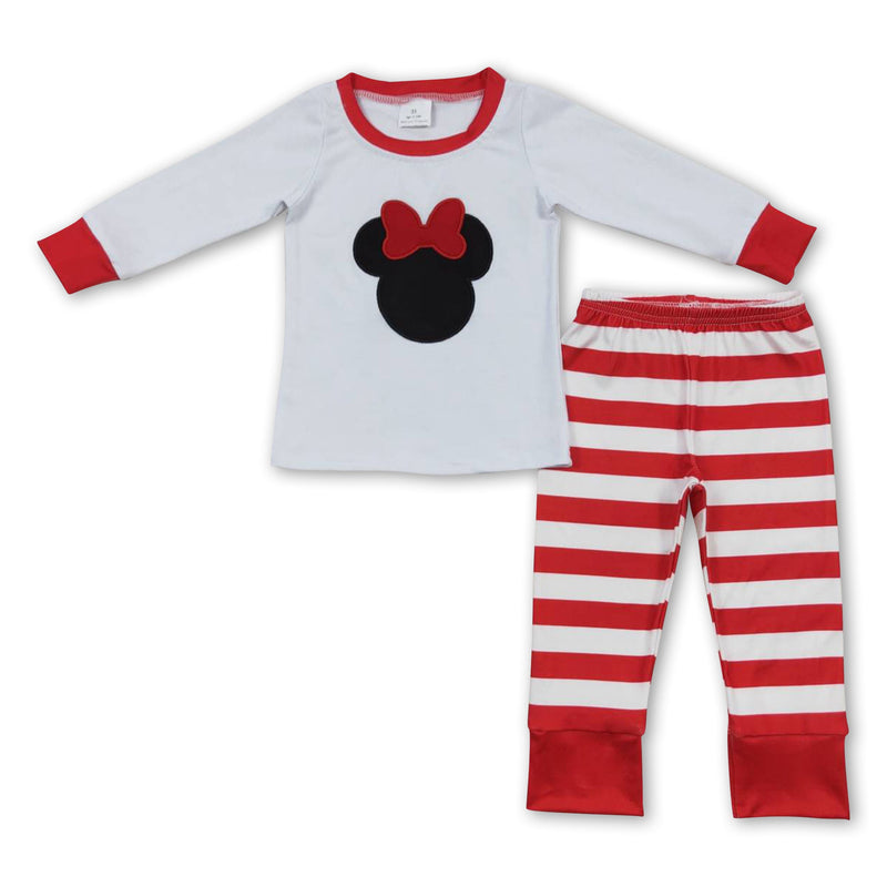 Mouse bow top stripe pants cute girls pajamas - BIG FRENCHIES