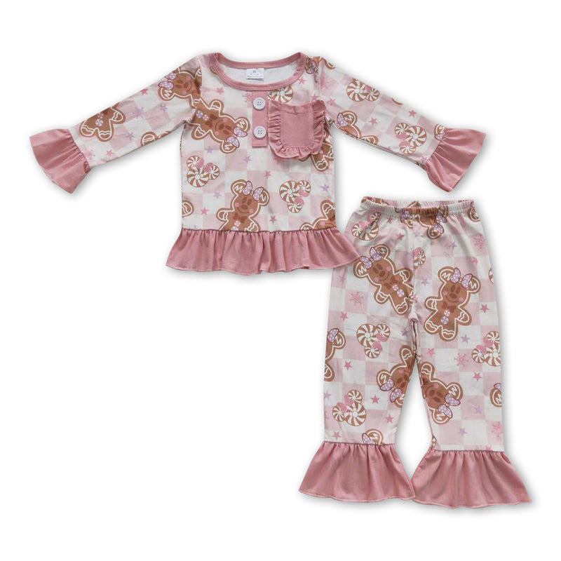 Candy mouse gingerbread baby girls Christmas pajamas - BIG FRENCHIES