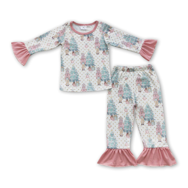 Pink polka dots Christmas tree ballet girls pajamas - BIG FRENCHIES