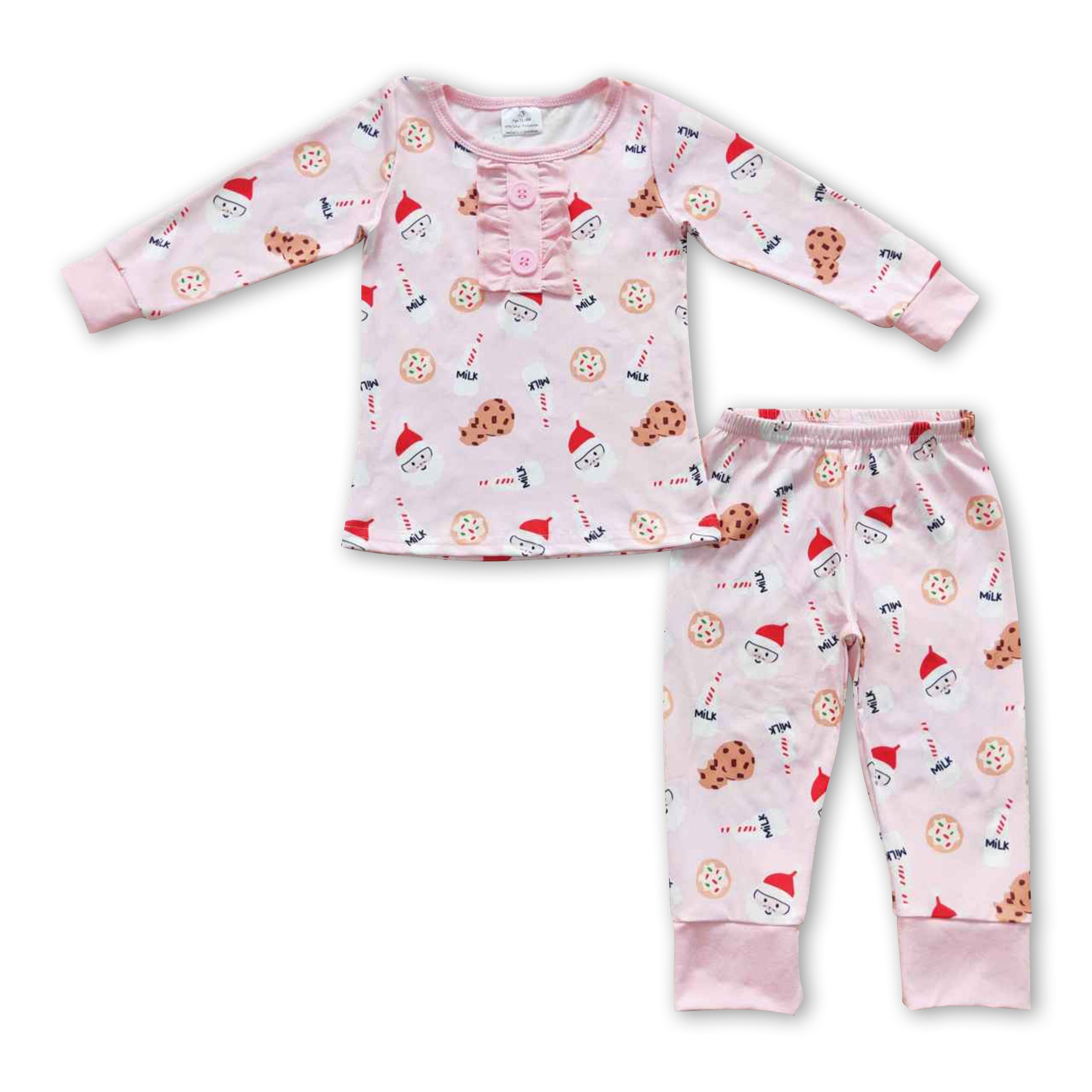 Pink cookie santa milk girls Christmas pajamas - BIG FRENCHIES