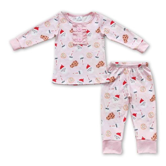 Pink cookie santa milk girls Christmas pajamas - BIG FRENCHIES