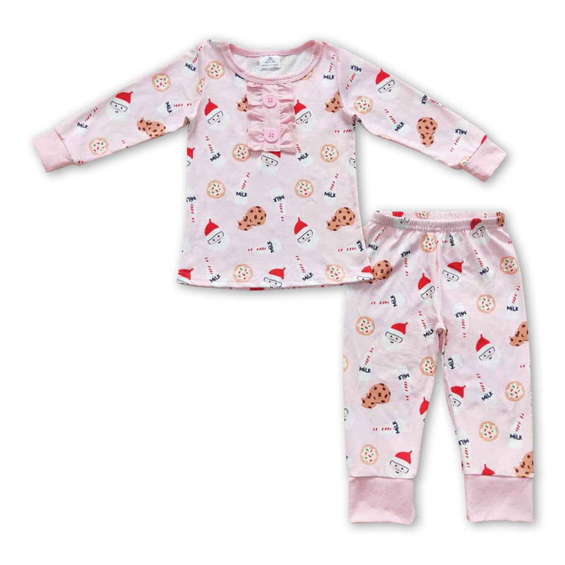 Pink cookie santa milk girls Christmas pajamas - BIG FRENCHIES