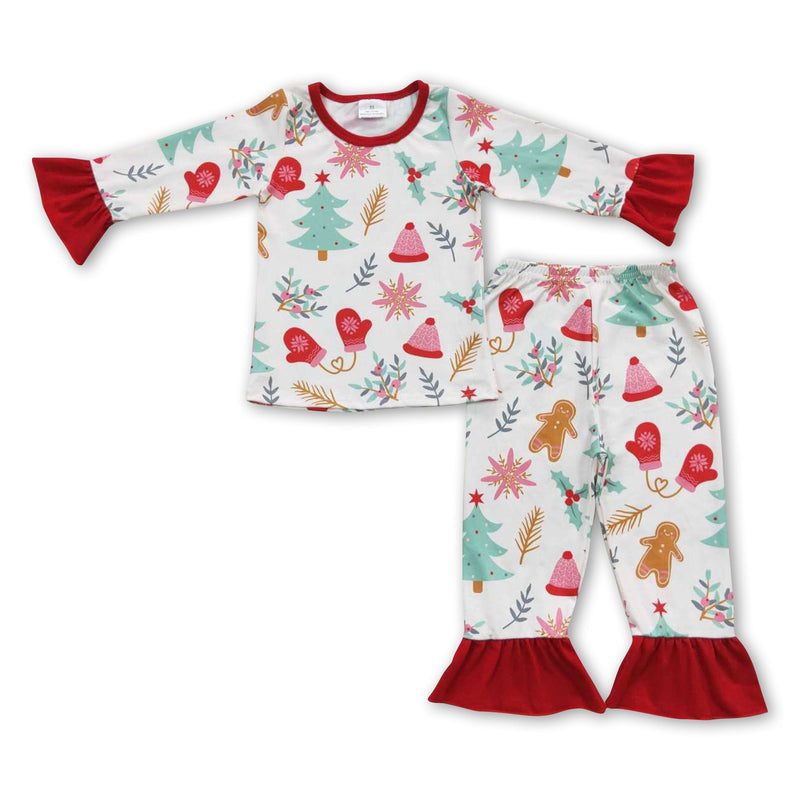 Gingerbread Christmas tree kids girls pajamas - BIG FRENCHIES