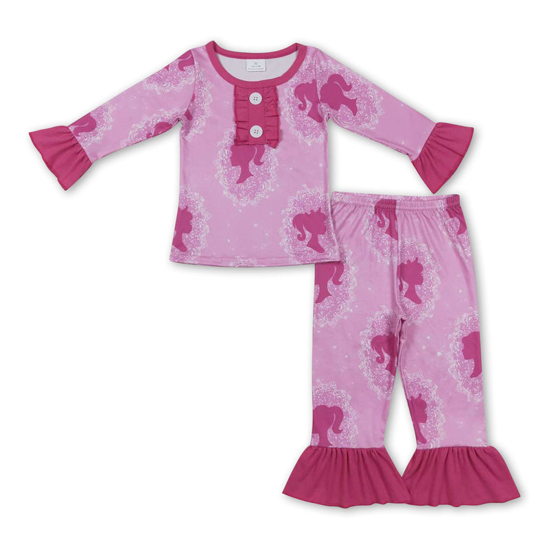 Long sleeves pink party girls pajamas - BIG FRENCHIES