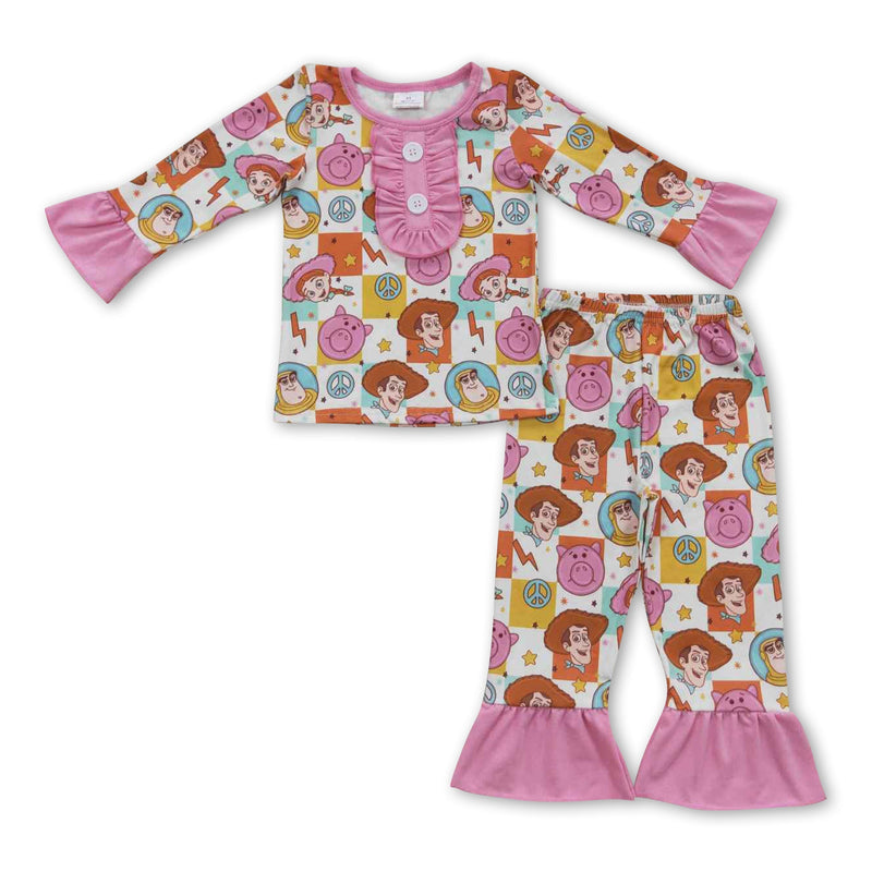 Long sleeves pig toy patchwork girls pajamas - BIG FRENCHIES