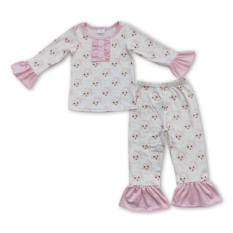 Pink santa long sleeves girls Christmas pajamas - BIG FRENCHIES