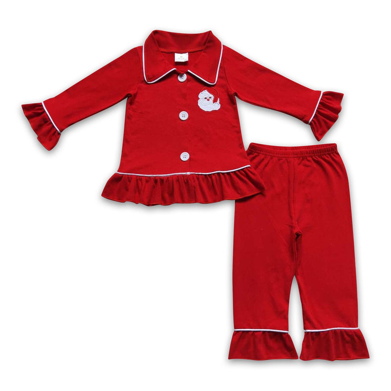 Red santa ruffle girls Christmas pajamas - BIG FRENCHIES