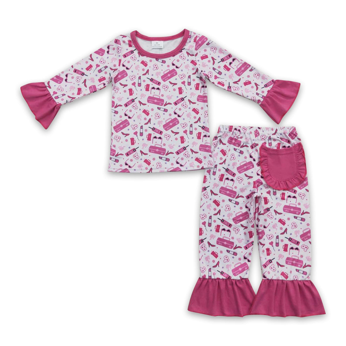 Hot pink pocket party girls pajamas - BIG FRENCHIES