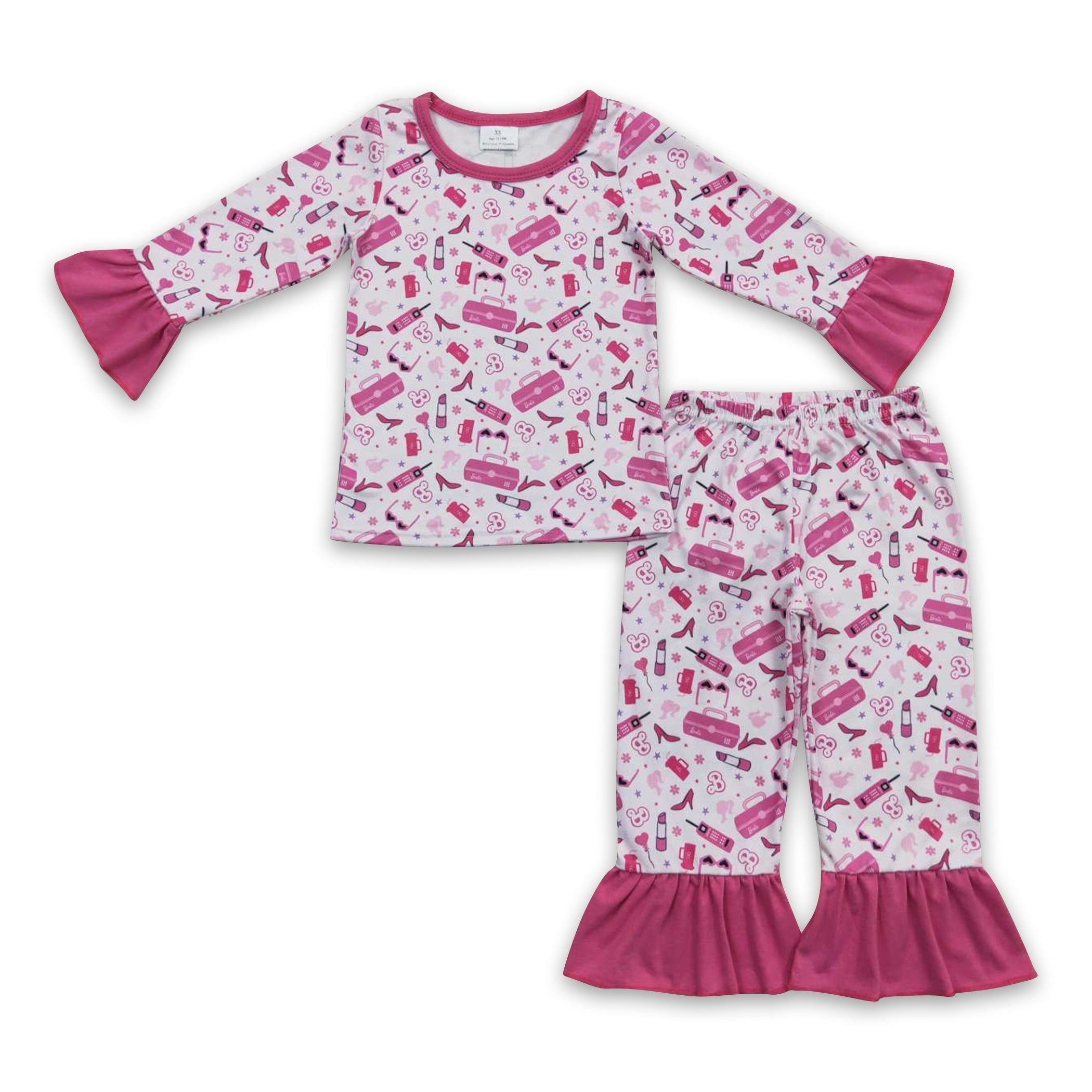 Hot pink pocket party girls pajamas - BIG FRENCHIES