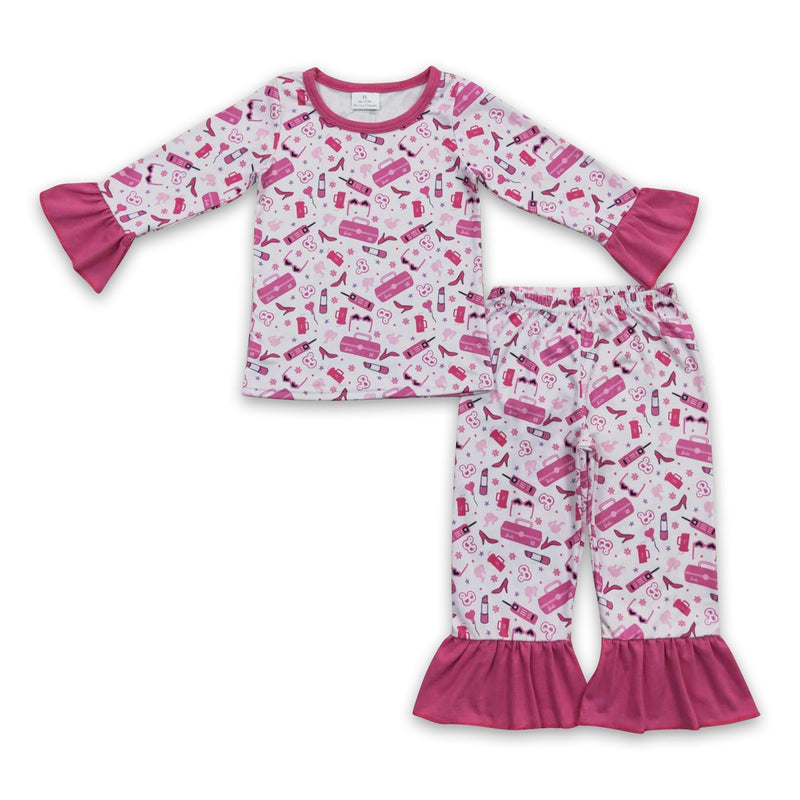 Hot pink pocket party girls pajamas - BIG FRENCHIES