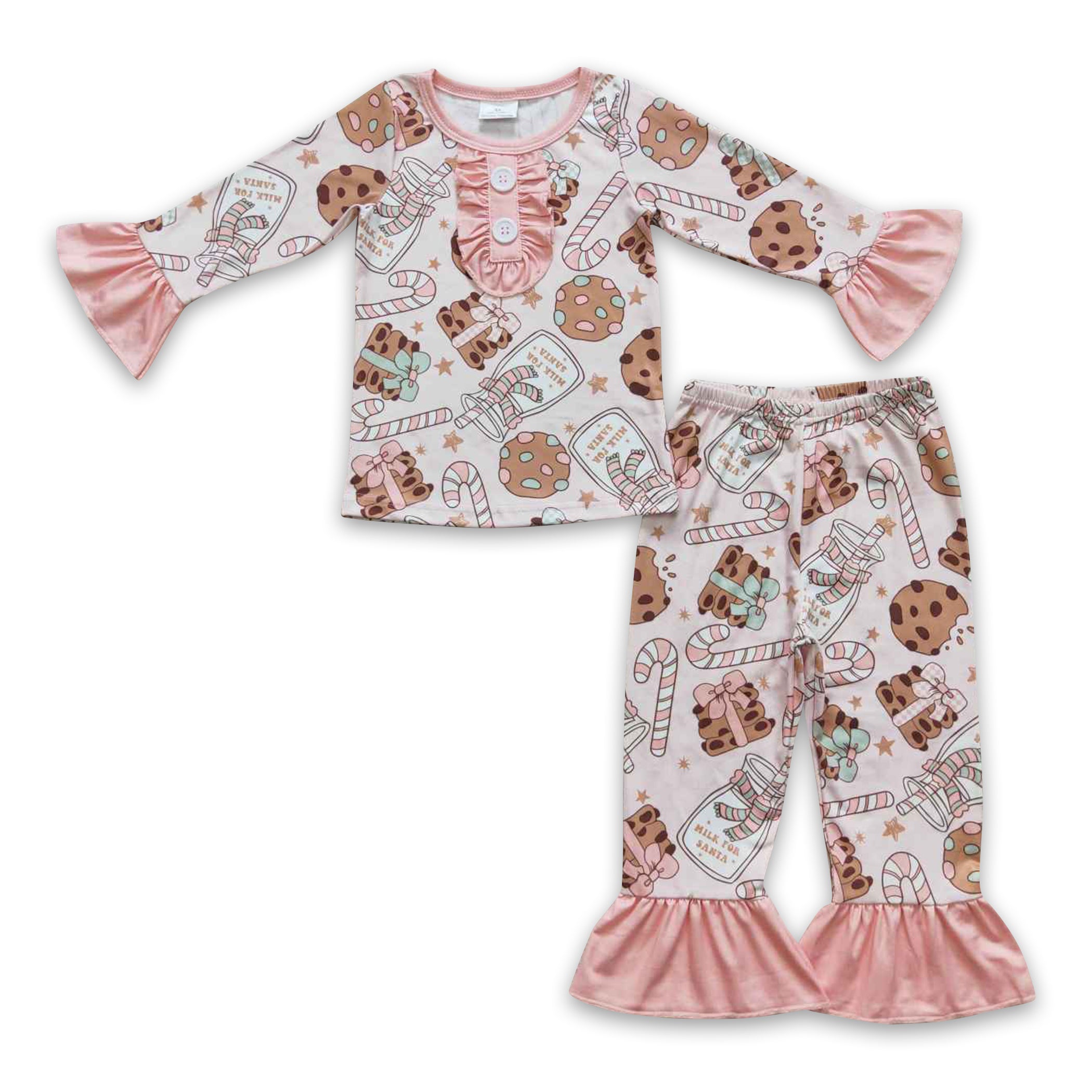 Cookie milk candy cane pink baby girls Christmas pajamas - BIG FRENCHIES