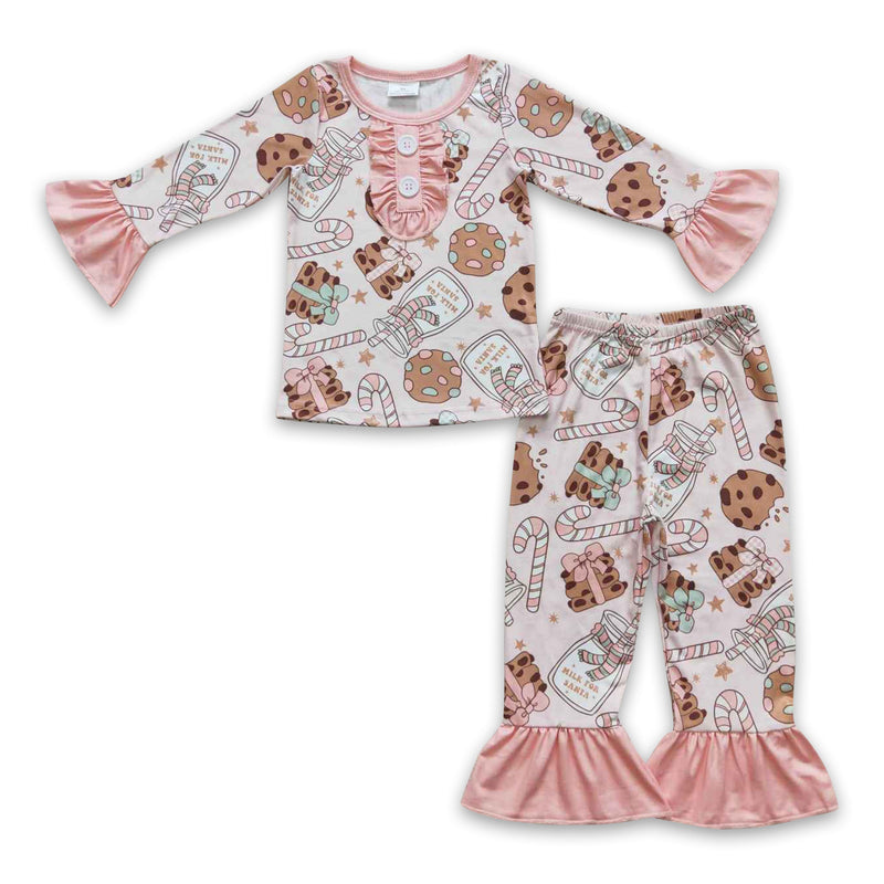Cookie milk candy cane pink baby girls Christmas pajamas - BIG FRENCHIES
