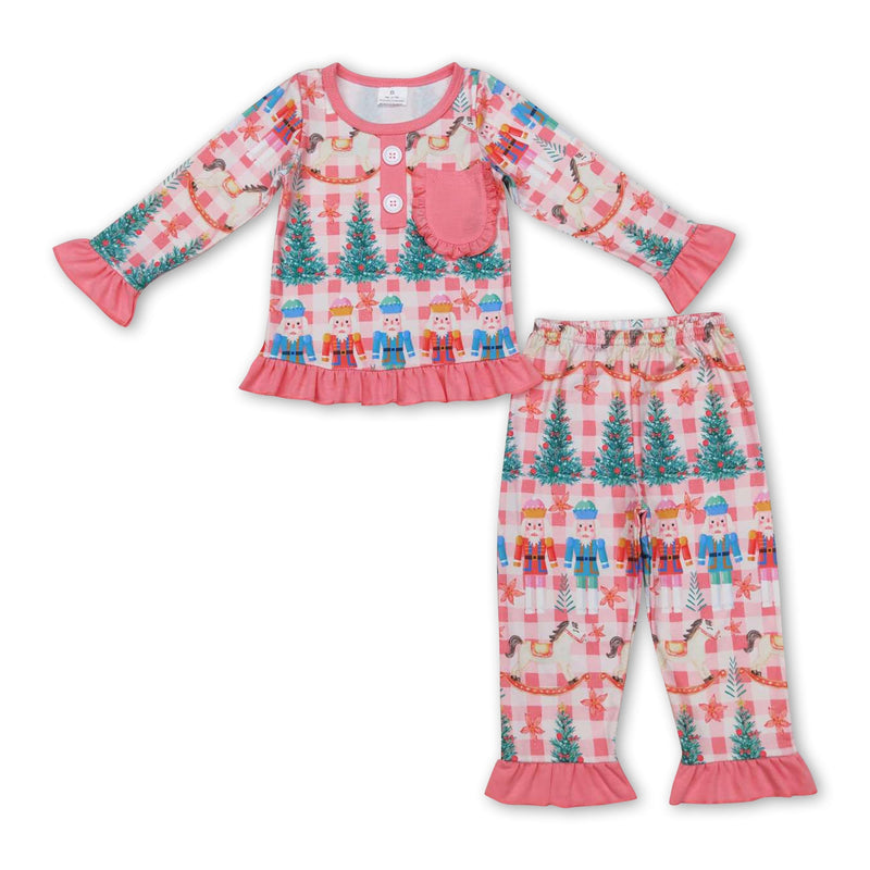 Christmas tree ballet ruffle long sleeves girls pajamas - BIG FRENCHIES