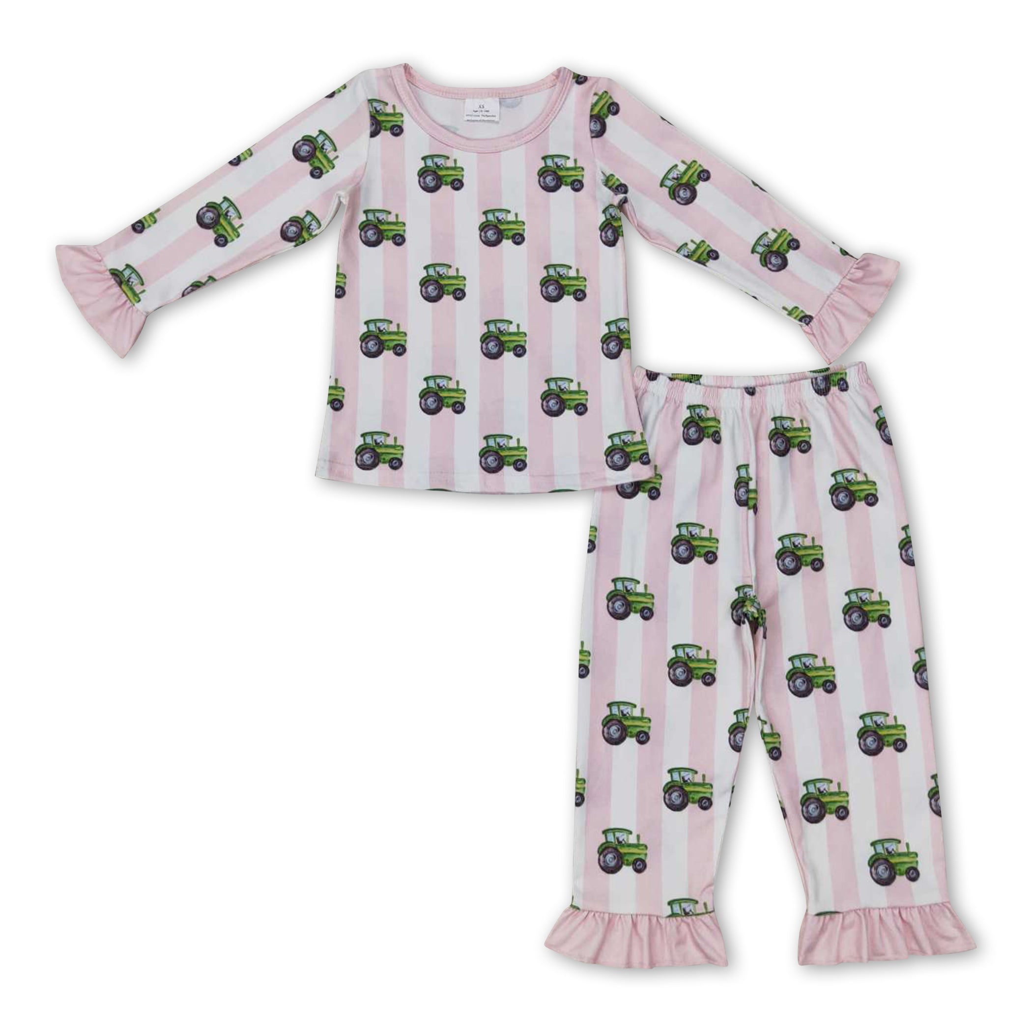 Pink stripe tractor girls farm pajamas - BIG FRENCHIES