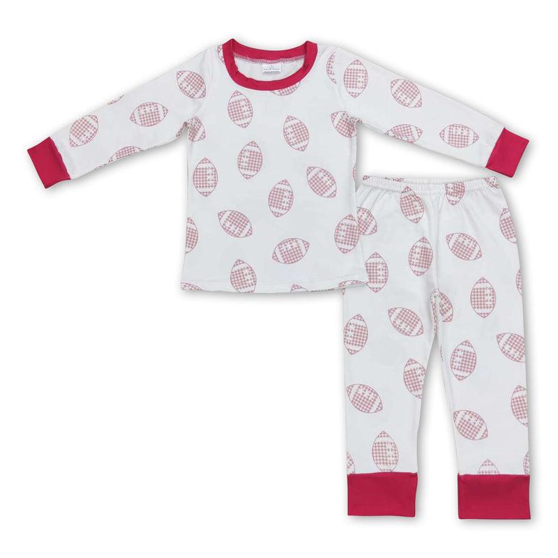 Football maroon long sleeves kids girls pajamas - BIG FRENCHIES