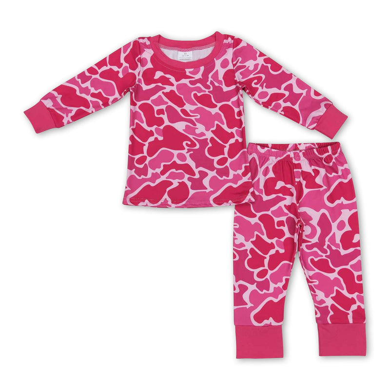 Hot pink camo long sleeves kids girls pajamas - BIG FRENCHIES