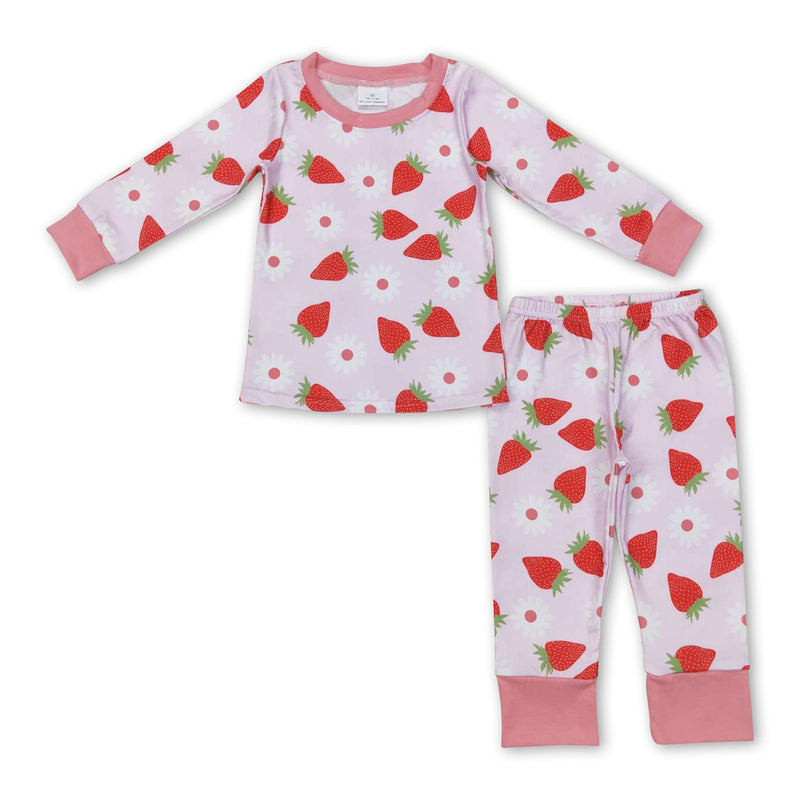 Strawberry flower long sleeves girls spring pajamas - BIG FRENCHIES