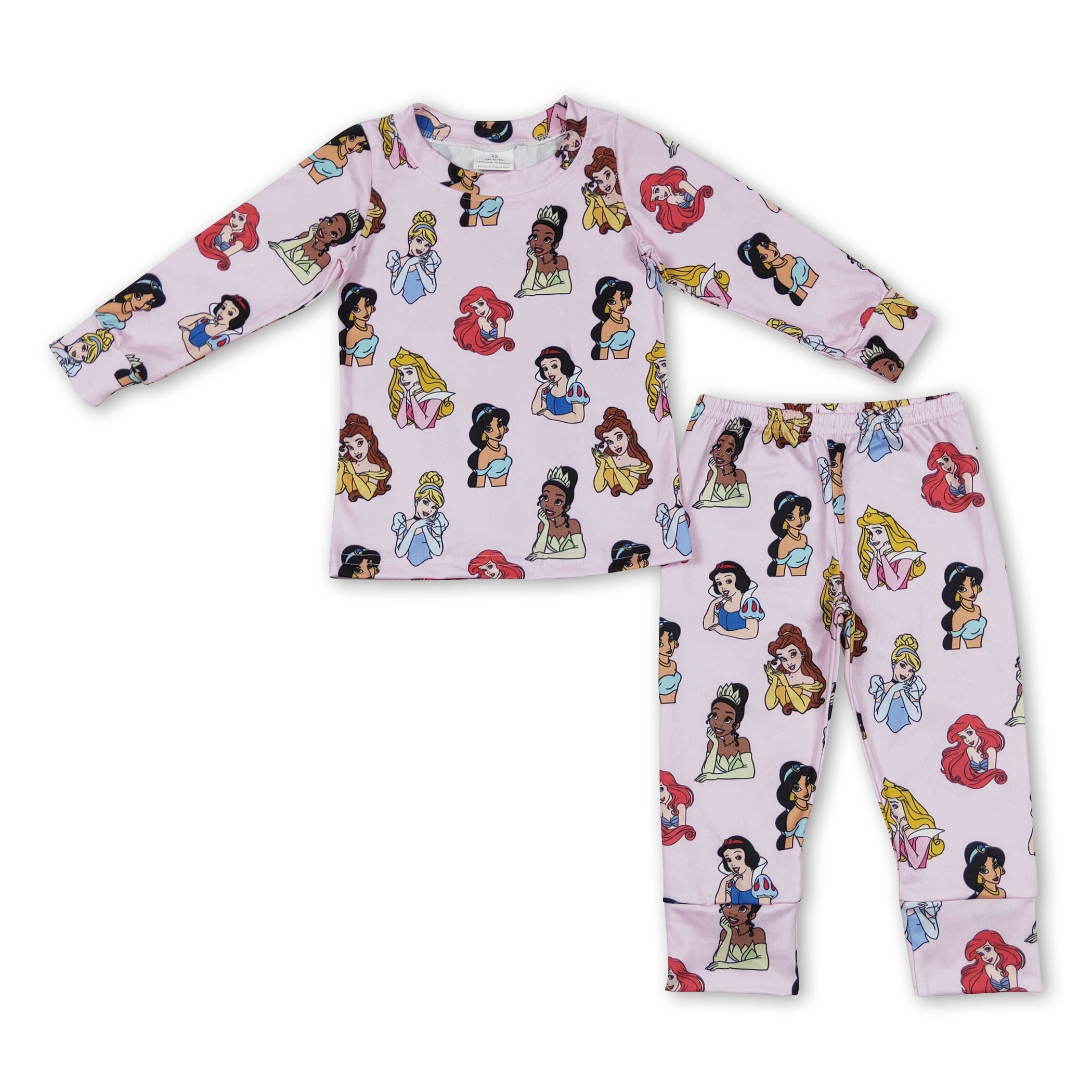 Long sleeves pink princess baby girls pajamas - BIG FRENCHIES