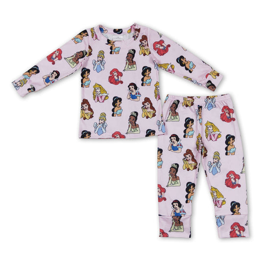 Long sleeves pink princess baby girls pajamas - BIG FRENCHIES
